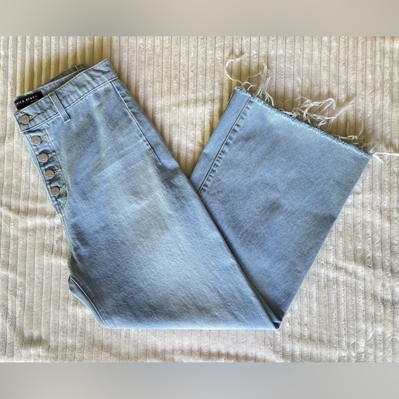 Veronica Beard Grant high waist wide leg button fly Jeans light blue size 29 - Picture 3 of 16